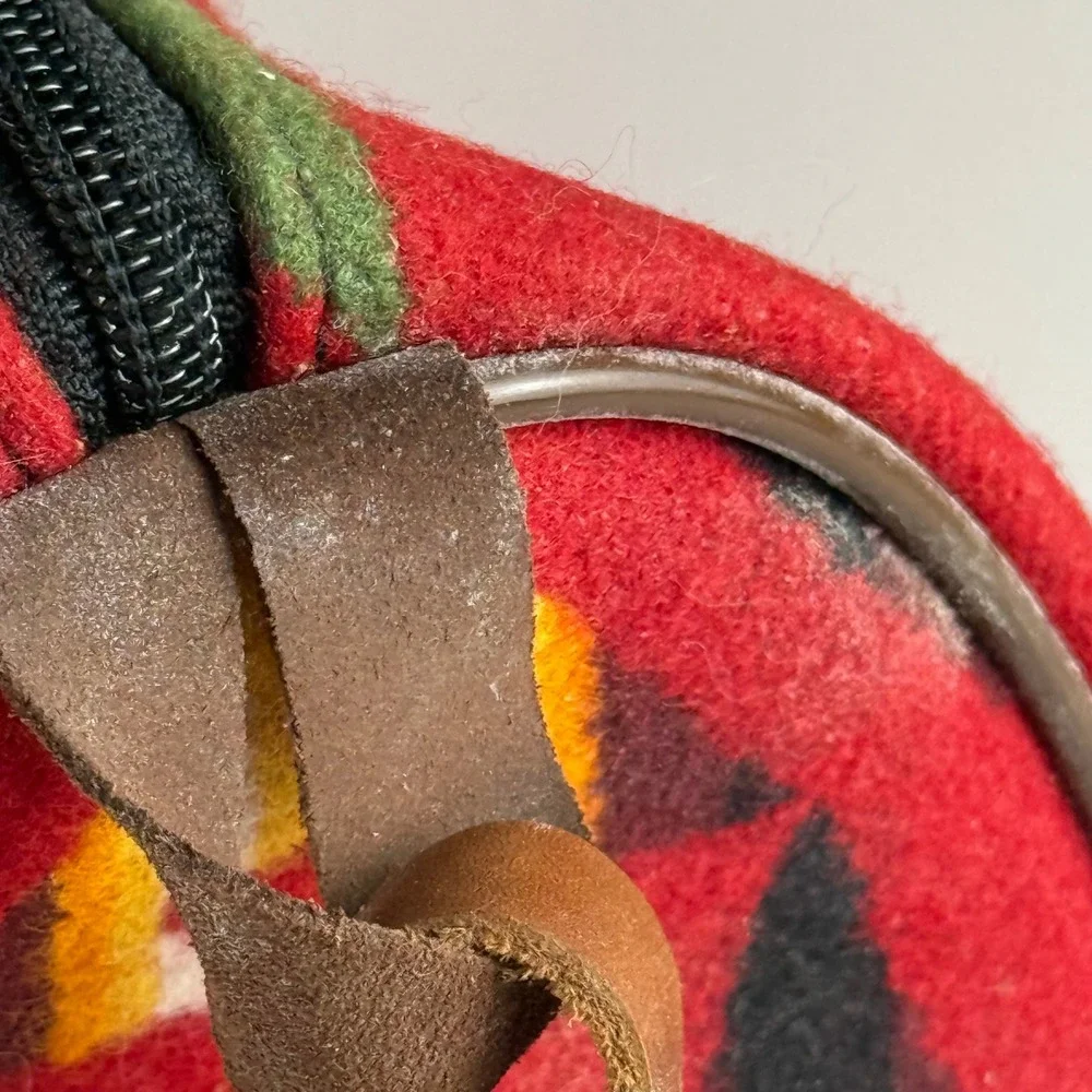 Pendleton Wool & Leather Red Geometric Native Zip Crossbody Bag YKK